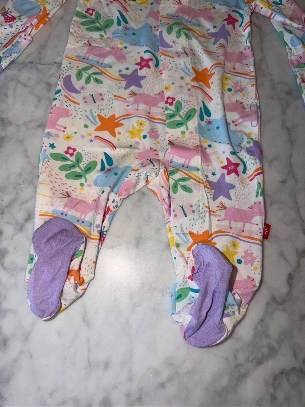 NWT MAGNETIC ME MODAL Pastel Unicorn & Stars Footed One-Piece 0/3M